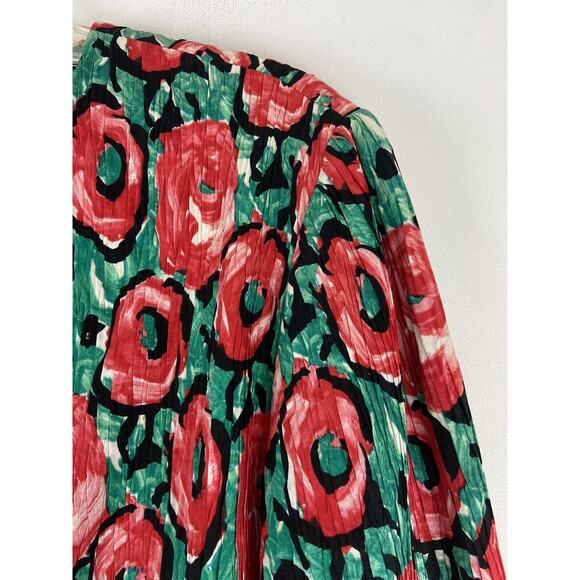 Vintage 80s Outlines Deborah Kuchme 100%Silk Rose Jacket Made in Hong Kong (515) - Picture 5 of 16